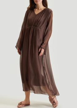 Вискозное платье с шелком Clothe коричневого цвета, фото